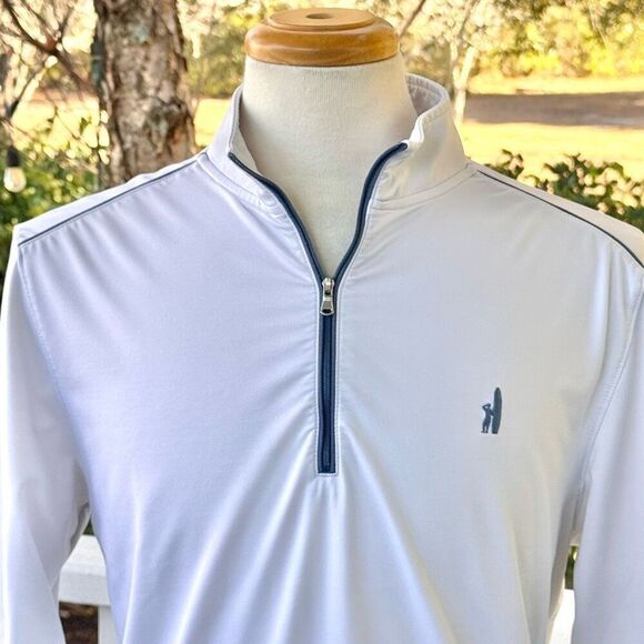 Johnnie-O 1/2 Zip Performance Pullover. Size Medium. White/blue. - Picture 2 of 7